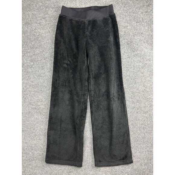The North Face Pants Womens Small Black Osito Fleece High Pile Lounge Wide Leg - Picture 1 of 9